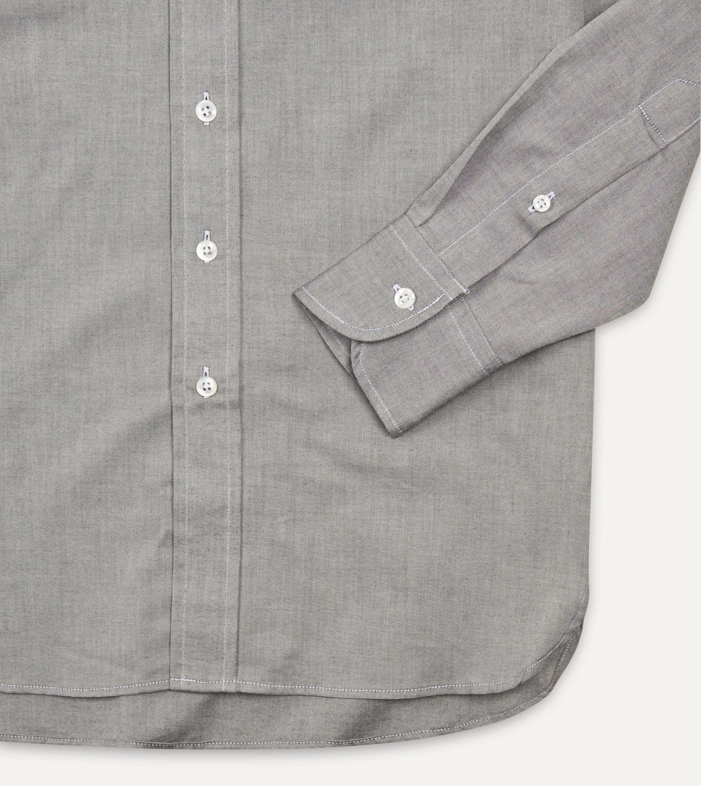 Grey Pinpoint Oxford Cotton Cloth Button-Down Shirt - Image 5