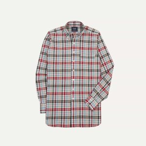 Red and Black Madras Check Cotton Button-Down Shirt