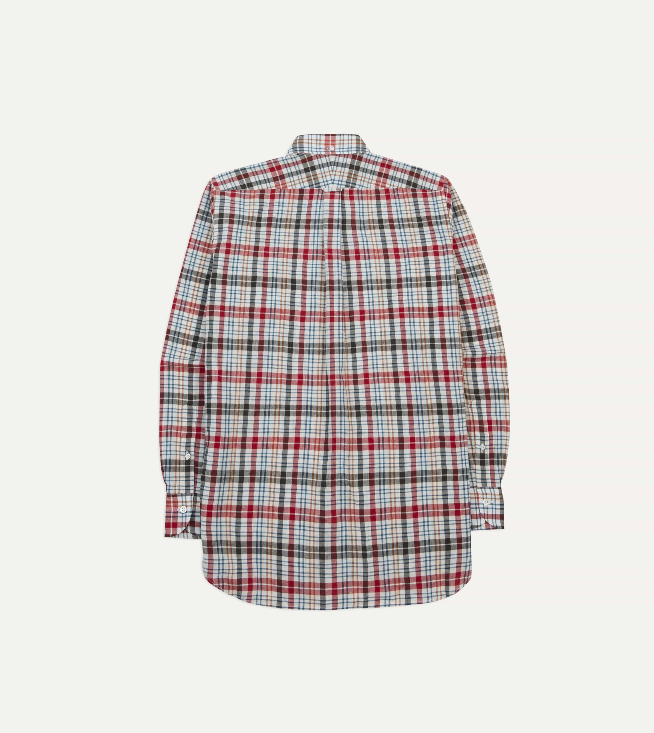 Red and Black Madras Check Cotton Button-Down Shirt - Image 6