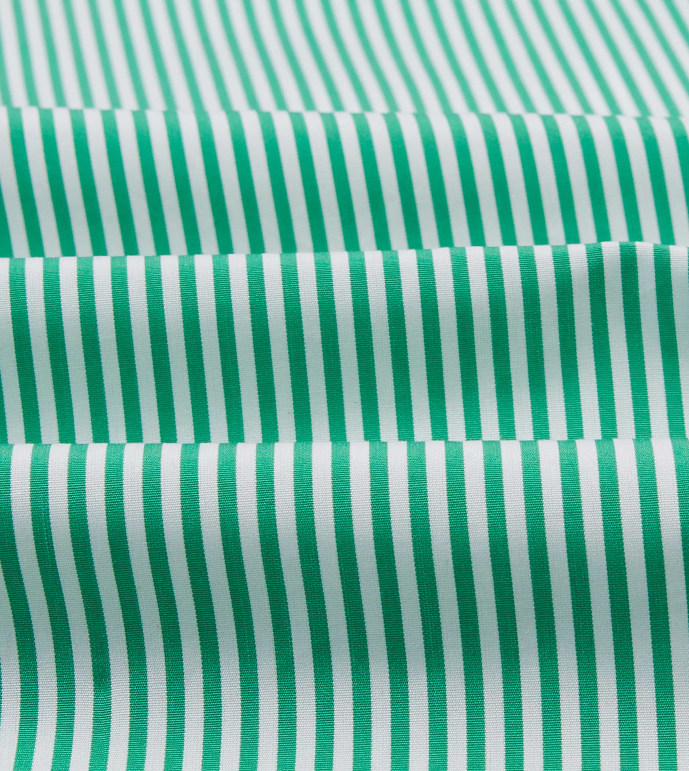 Green Narrow Stripe Cotton Poplin Button-Down Shirt - Image 2