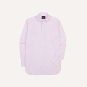 Pink Narrow Stripe Cotton Poplin Button-Down Shirt
