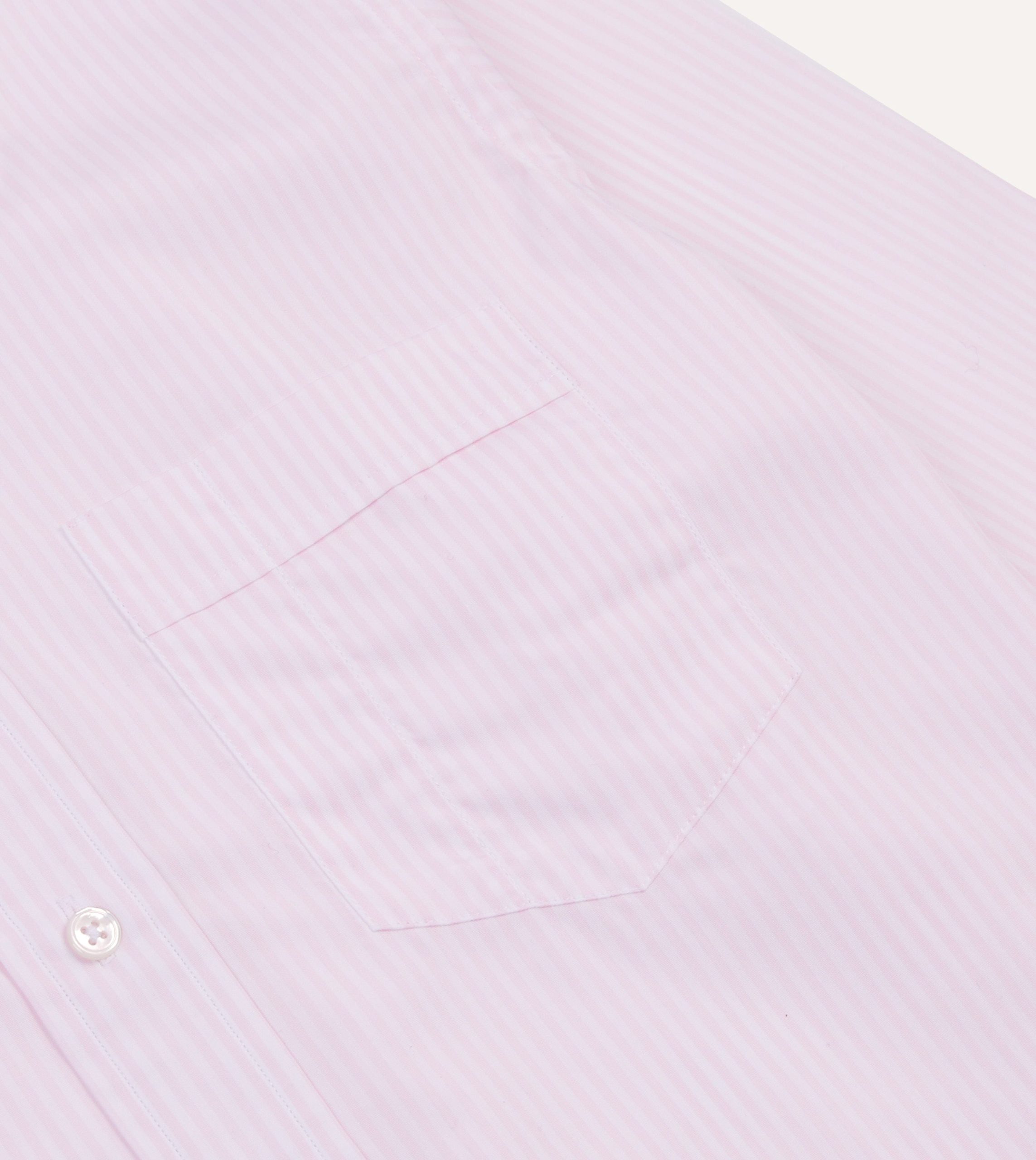 Pink Narrow Stripe Cotton Poplin Button-Down Shirt - Image 4