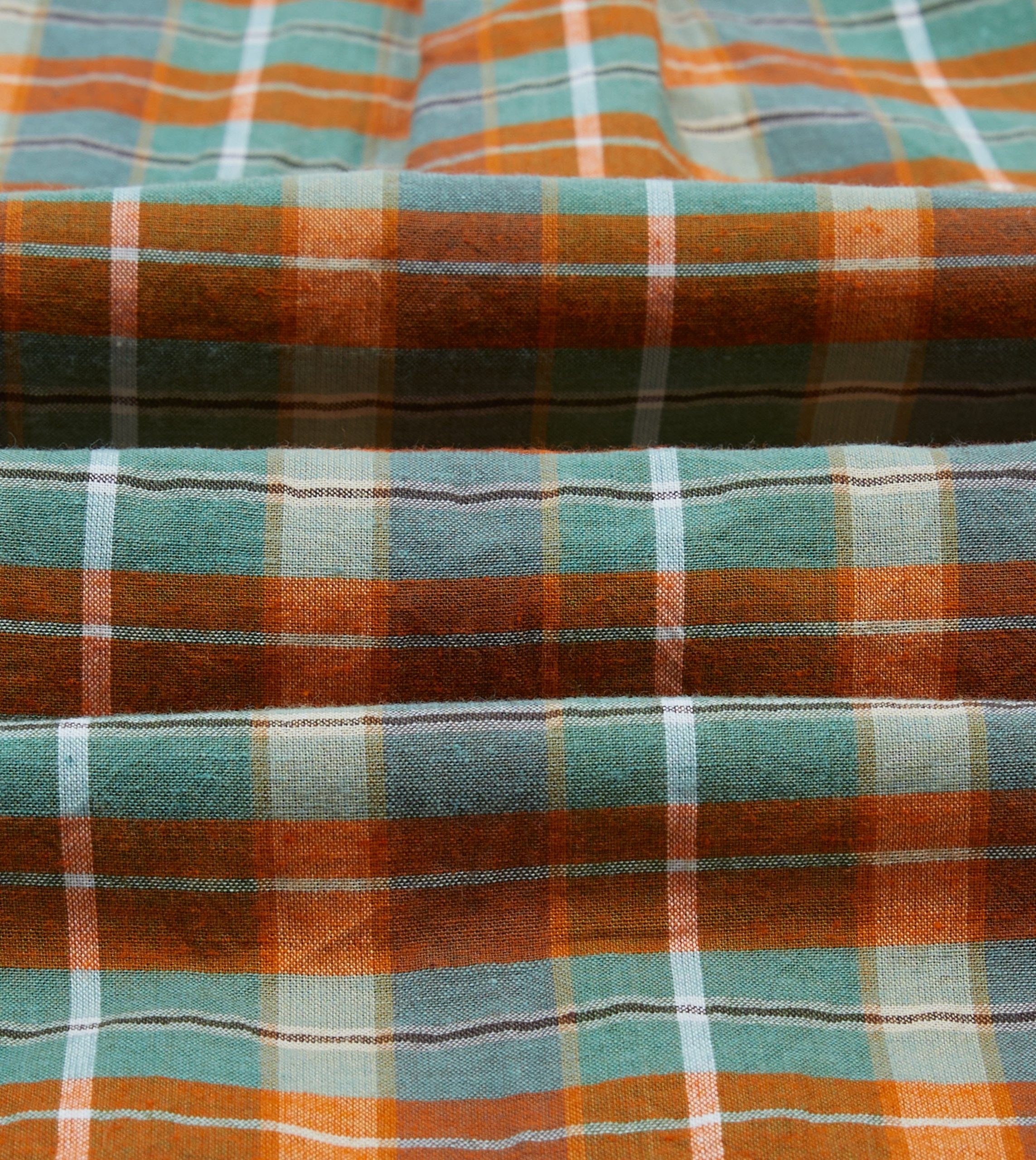Orange and Blue Madras Check Cotton Button-Down Shirt - Image 2