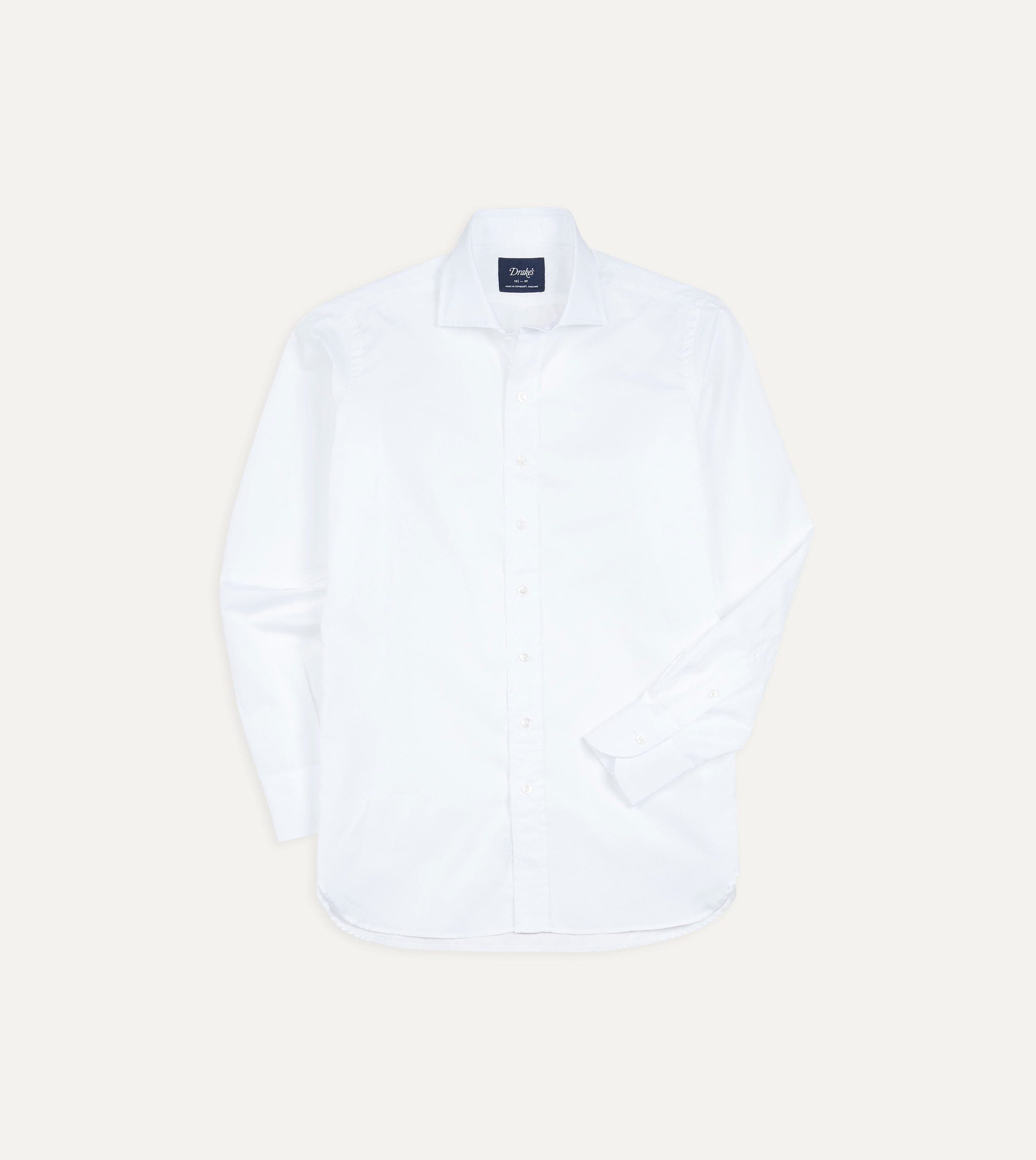 White Cotton Spread Collar Poplin Shirt