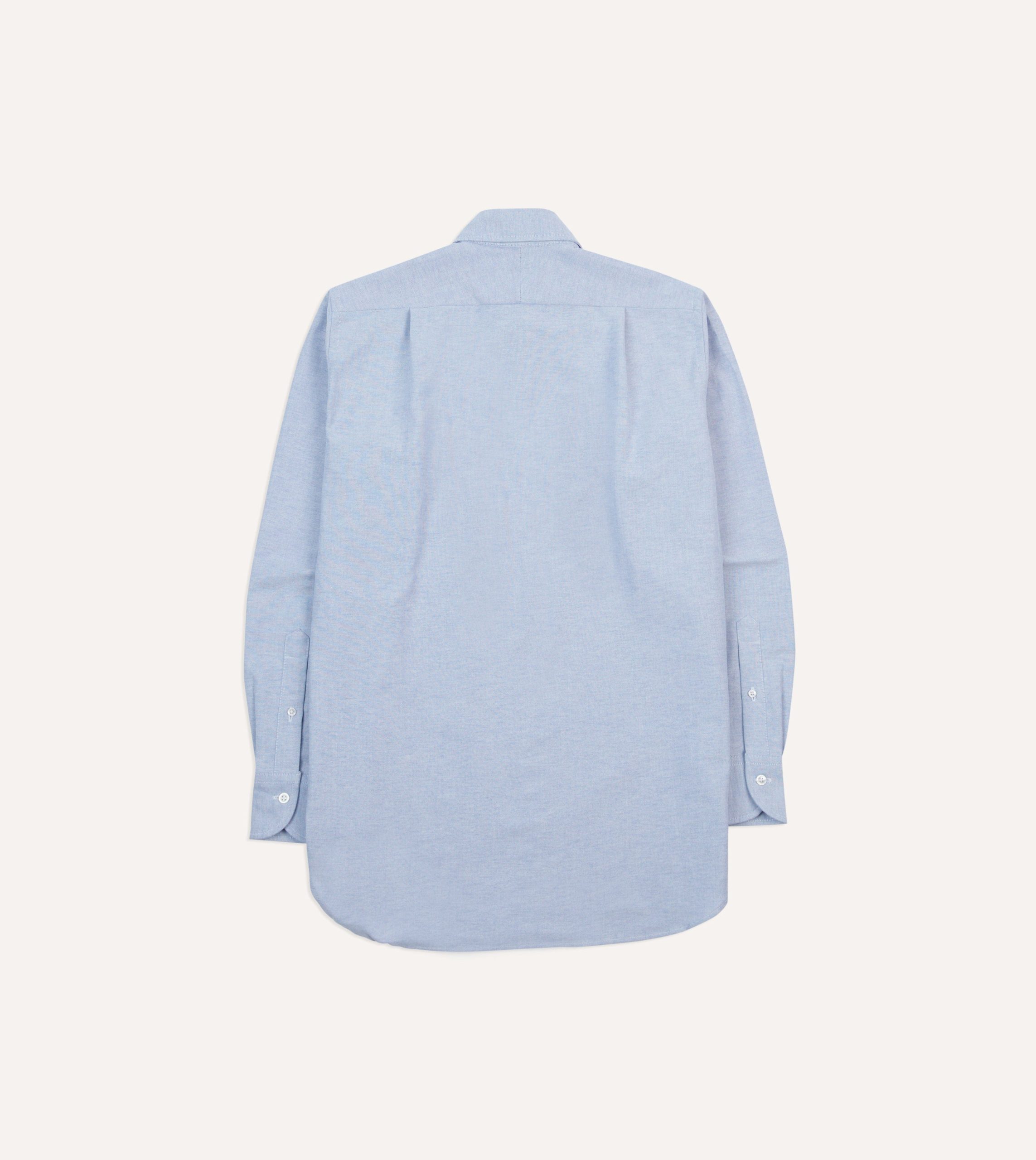 Blue Cotton Oxford Cloth Long Point Collar Shirt - Image 6