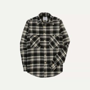 Drake's by A. Levine Black Check Cotton Two-Pocket Work Shirt