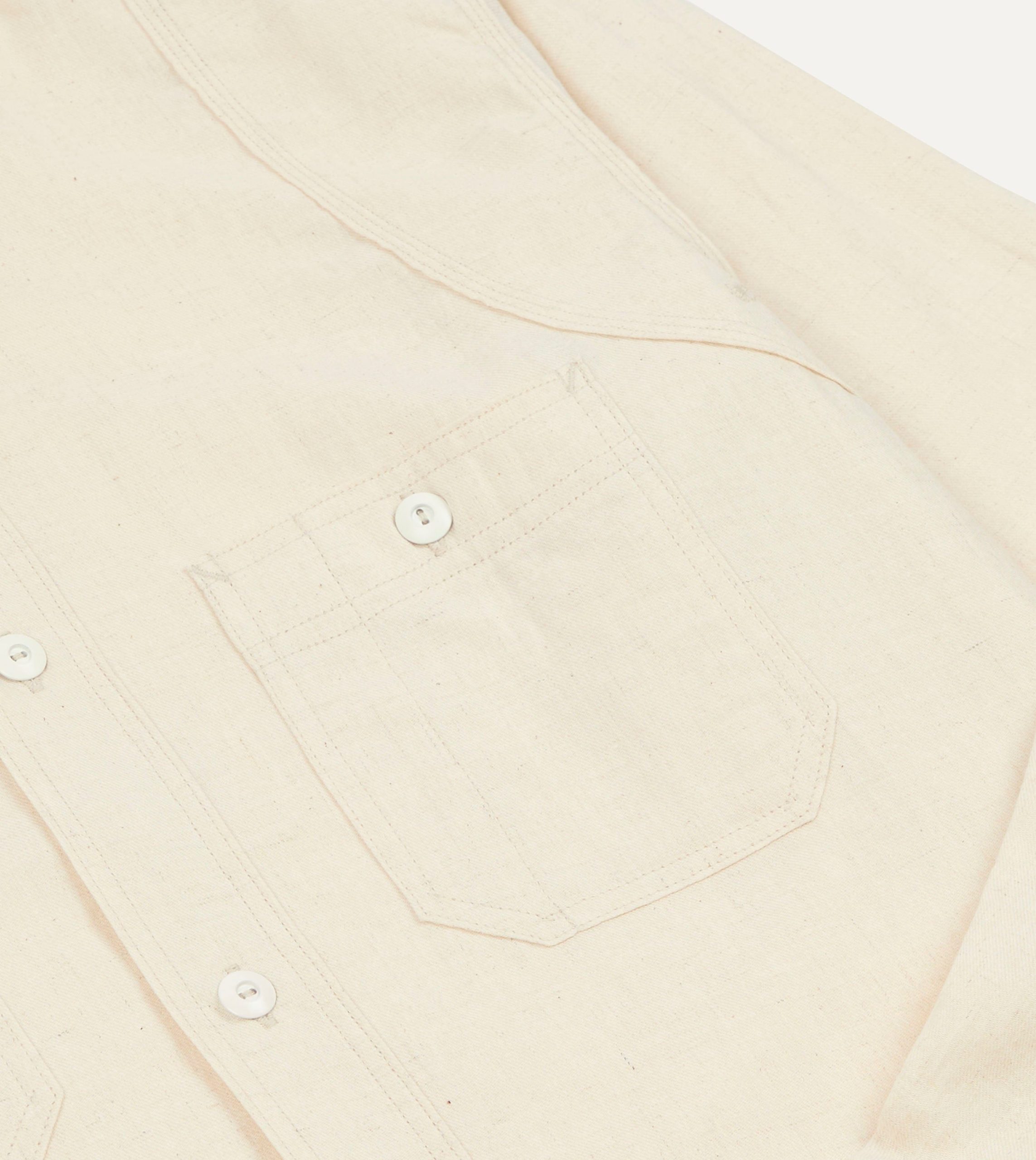 Big Yank '1920' Ecru Cotton-Linen Twill Flyer Shirt - Image 5