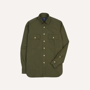 Olive Ripstop Cotton Work Shirt