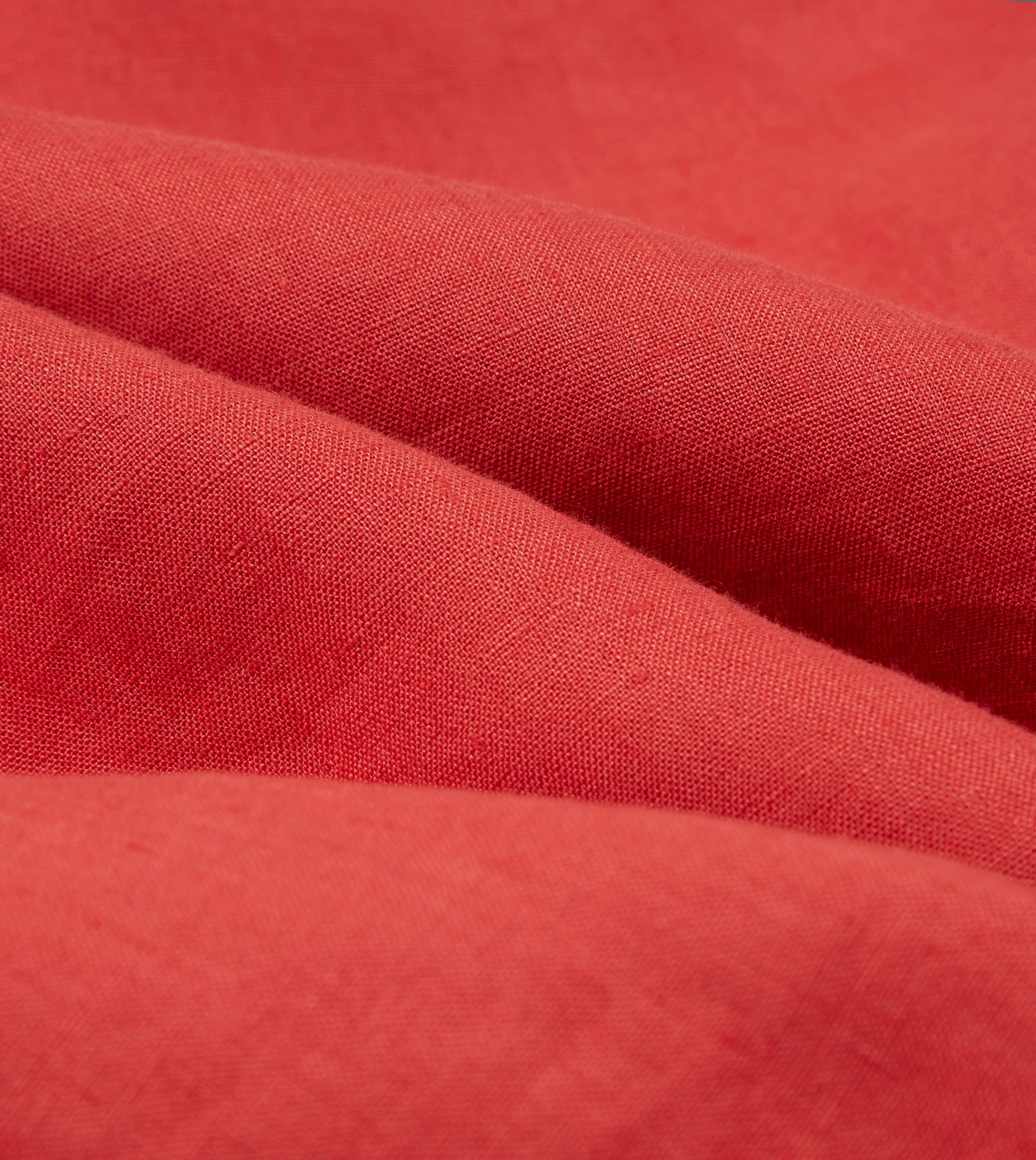 Red Linen Spread Collar Shirt - Image 2