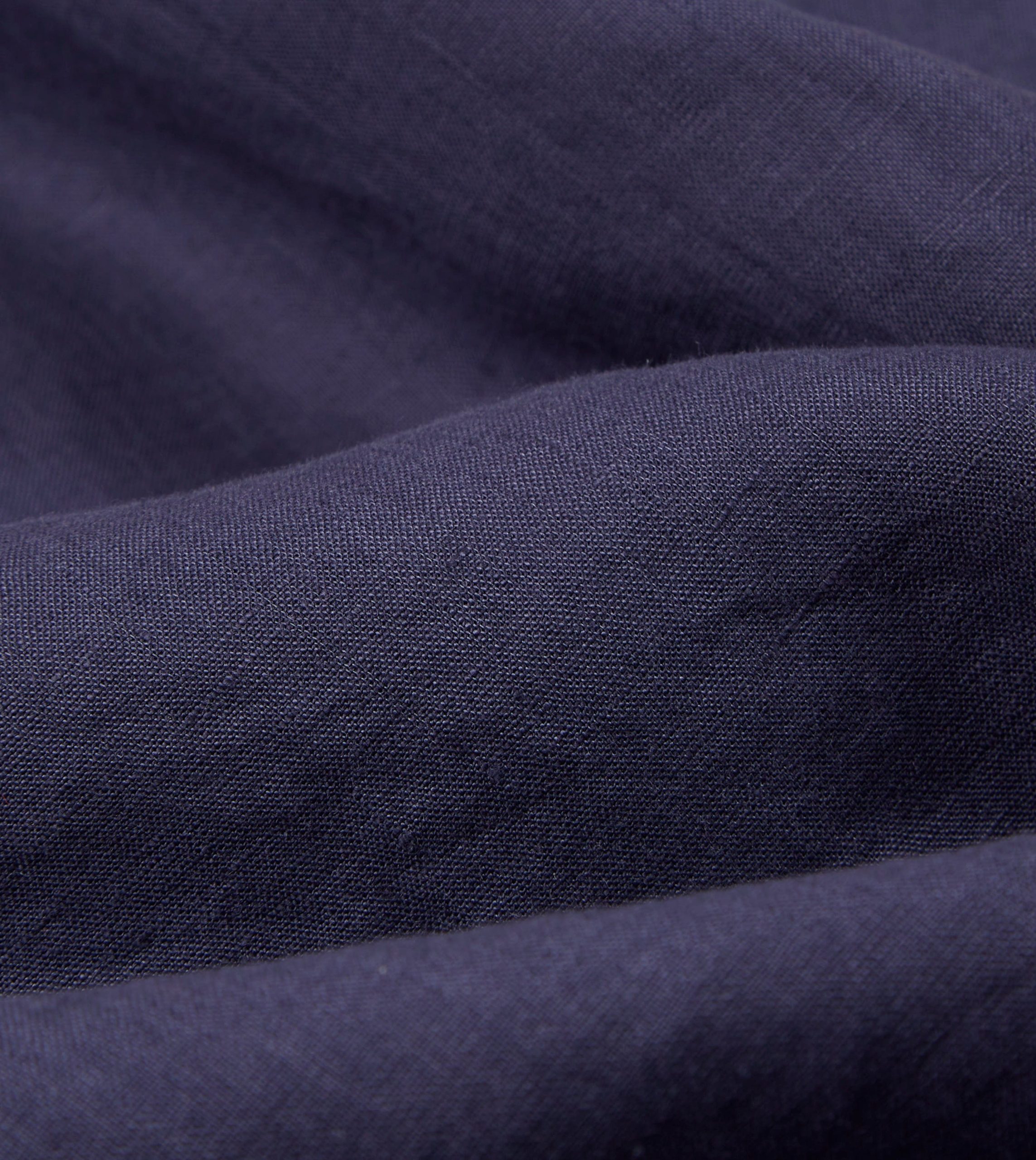 Washed Navy Linen Spread Collar Shirt - Image 2