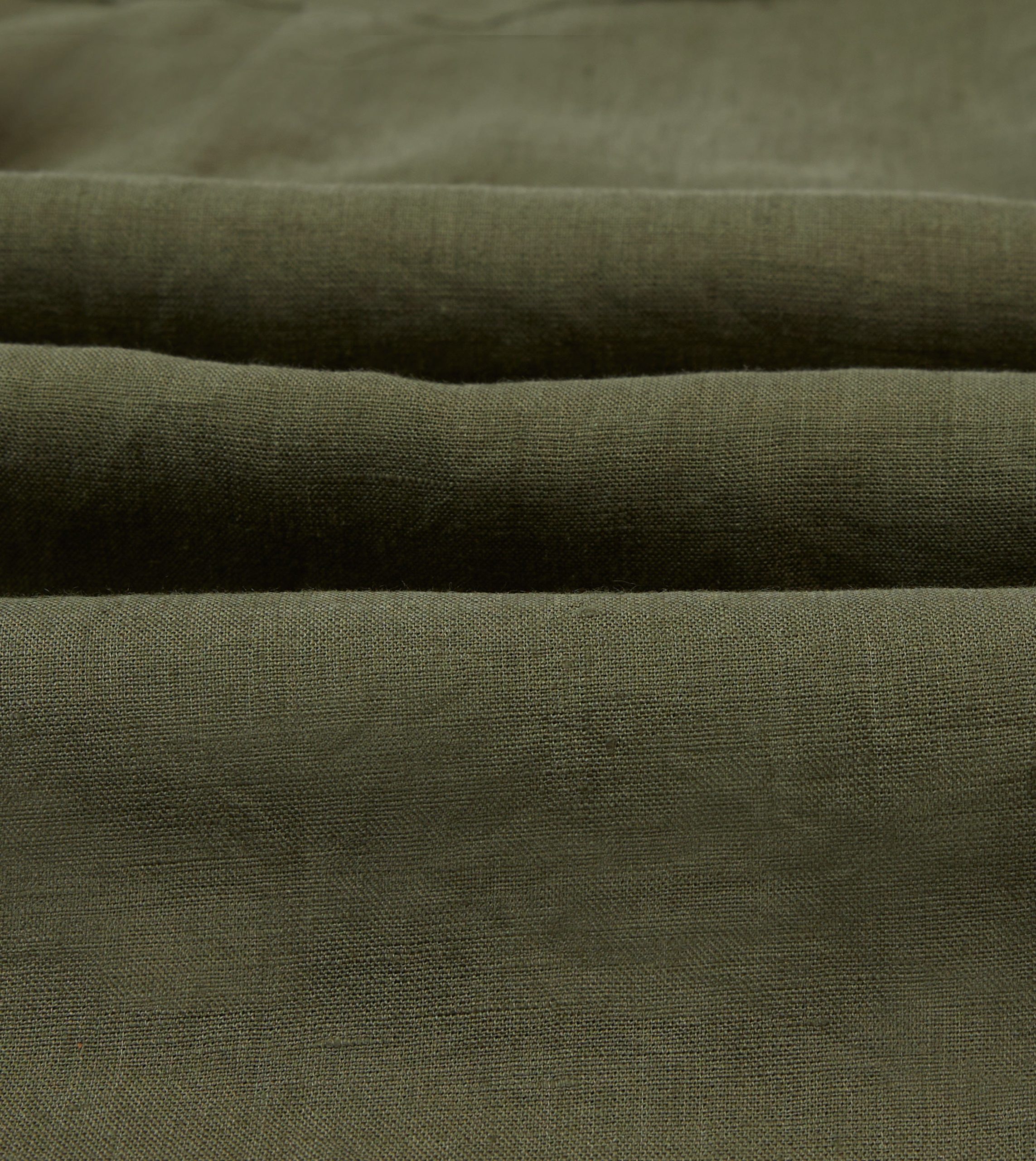 Khaki Linen Camp Collar Long Sleeve Shirt - Image 2