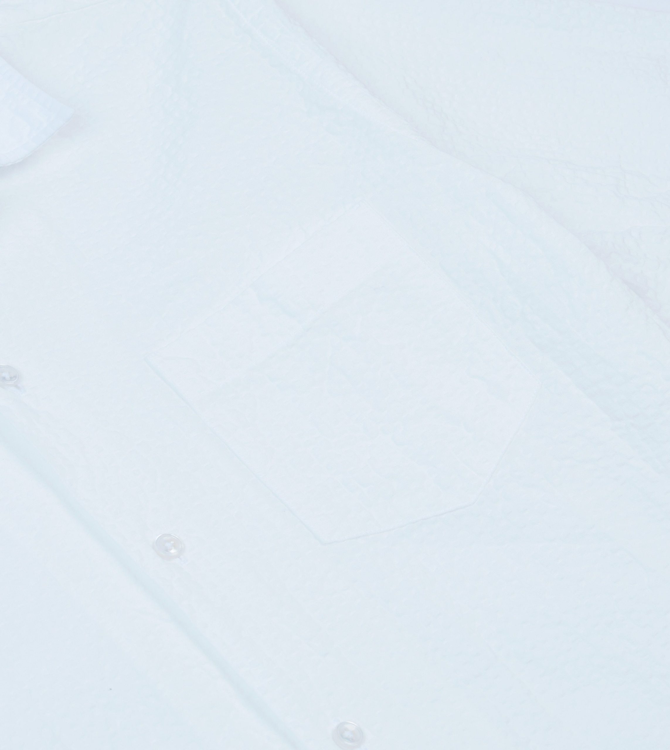 White Cotton-Linen Seersucker Camp Collar Short Sleeve Shirt - Image 4