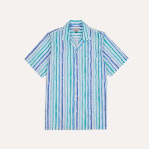 Michael McGregor for Drake's Stripe Camp Collar Shirt