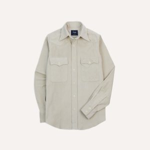 Ecru Corduroy Two-Pocket Western Shirt