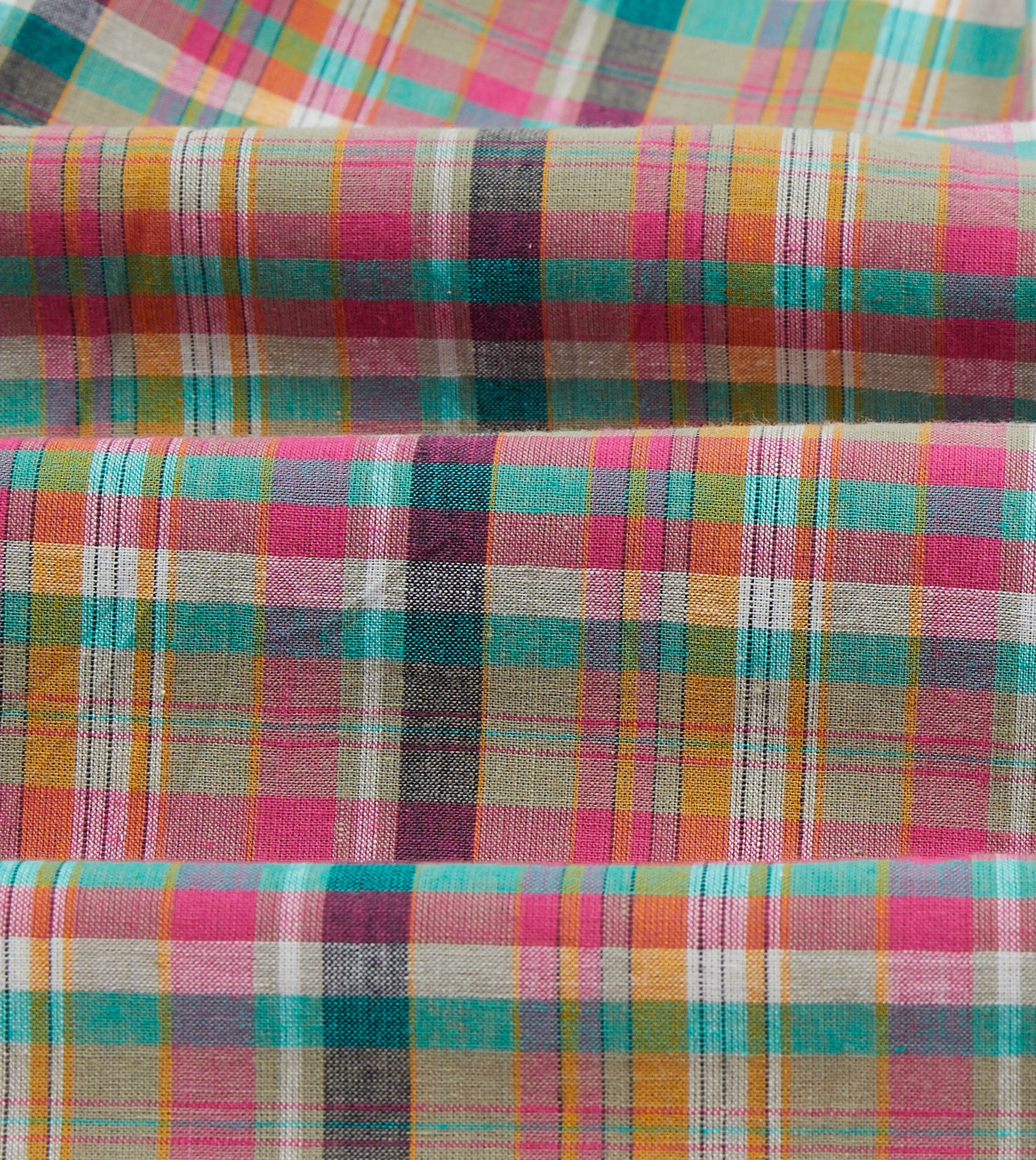 Pink and Green Madras Check Cotton Button-Down Shirt - Image 2