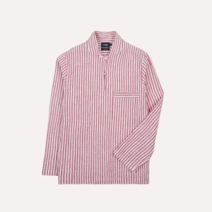 Red Stripe Linen Smock Shirt