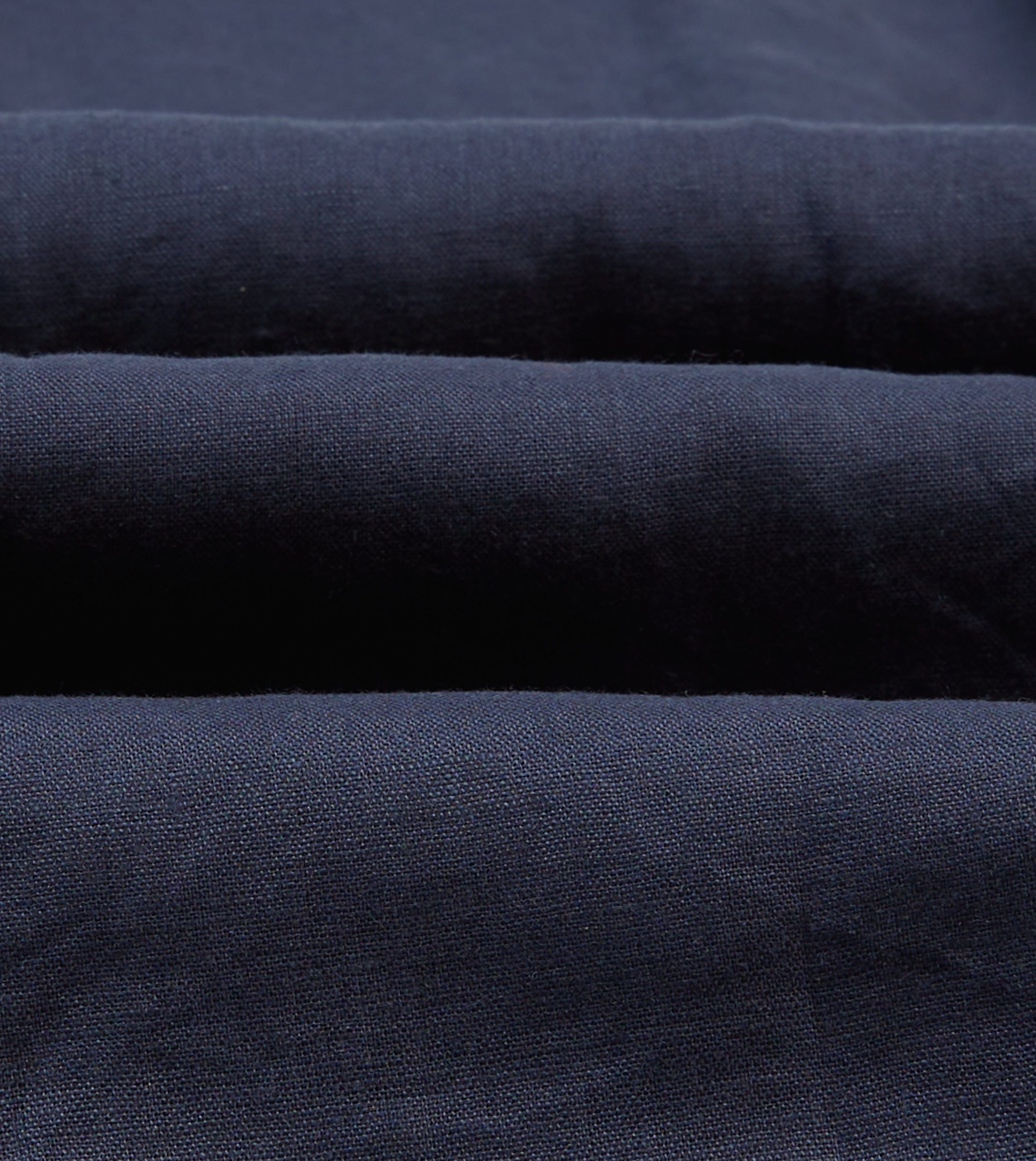 Navy Linen Long Point Collar Popover Shirt - Image 2