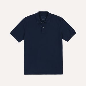 Dark Navy Piqu?? Cotton Polo Shirt