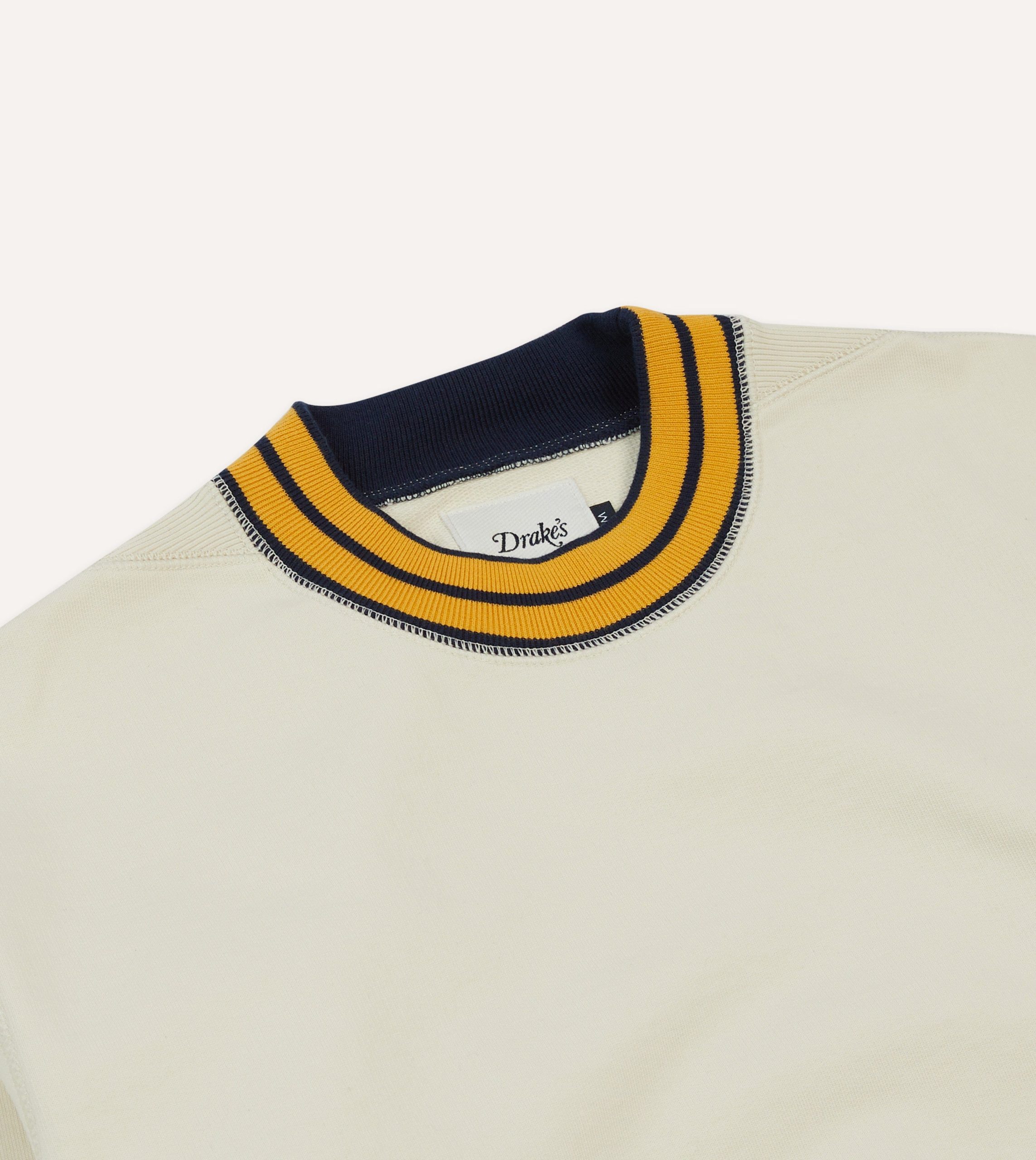 Ecru. Navy and Yellow Striped Rib Cotton Jersey Sweatshirt - Image 3