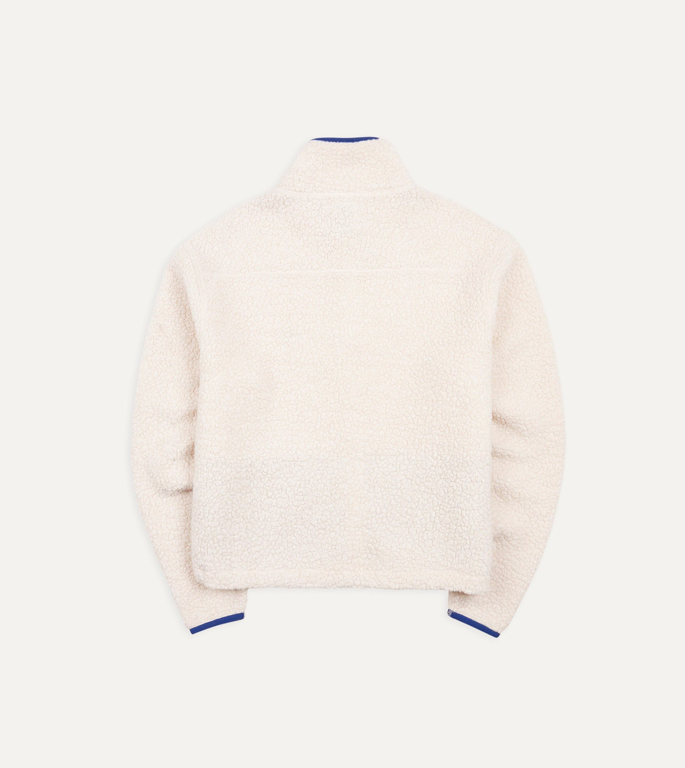 Ecru Boucle Wool Zip Fleece Jacket - Image 7