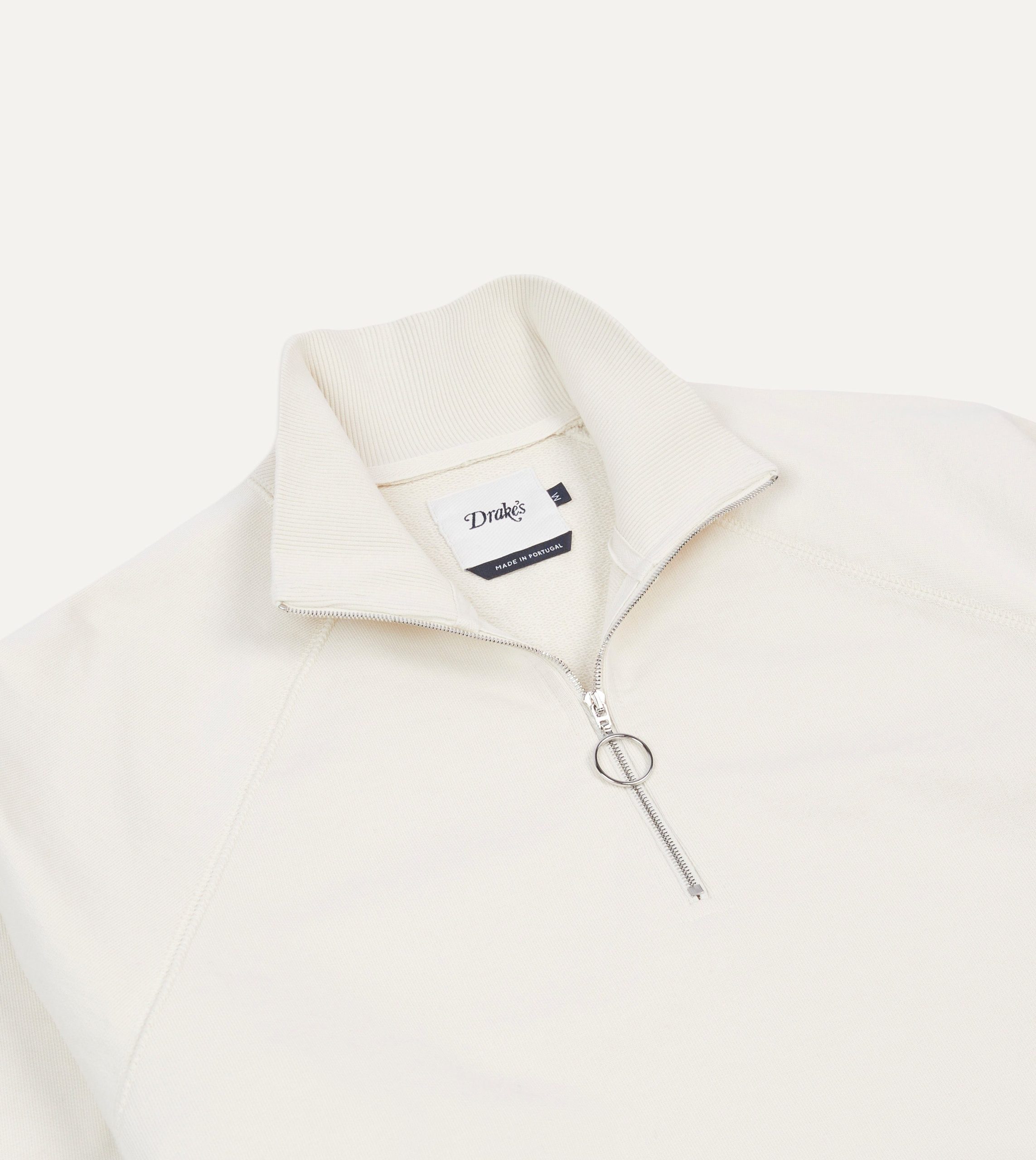 Ecru Cotton Quarter Zip Sweatshirt - Image 3