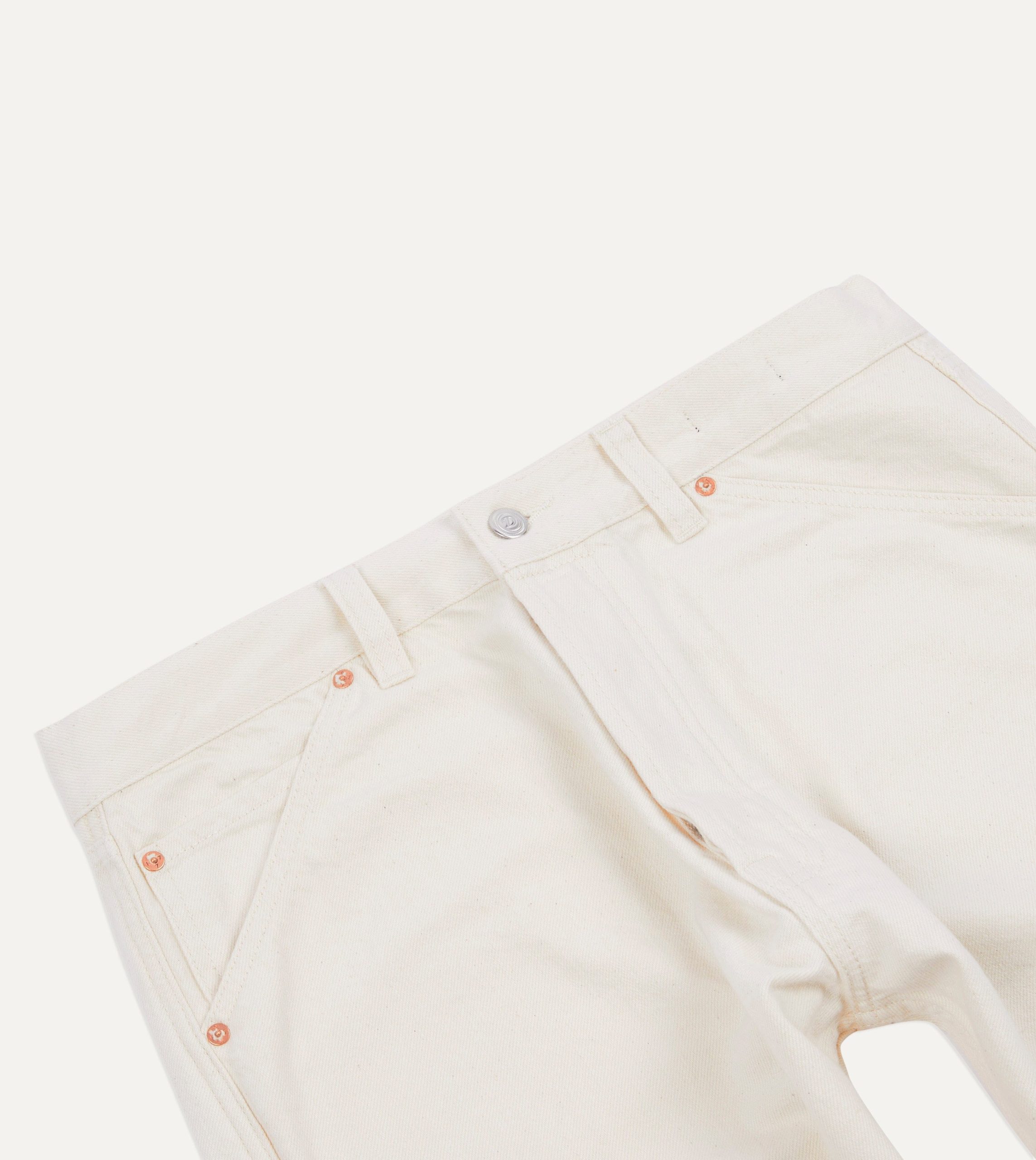 Ecru 12.7oz Selvedge Denim Tonal Stitch Five-Pocket Jeans - Image 3