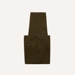 Brown Textured Cotton Flat Front Chino