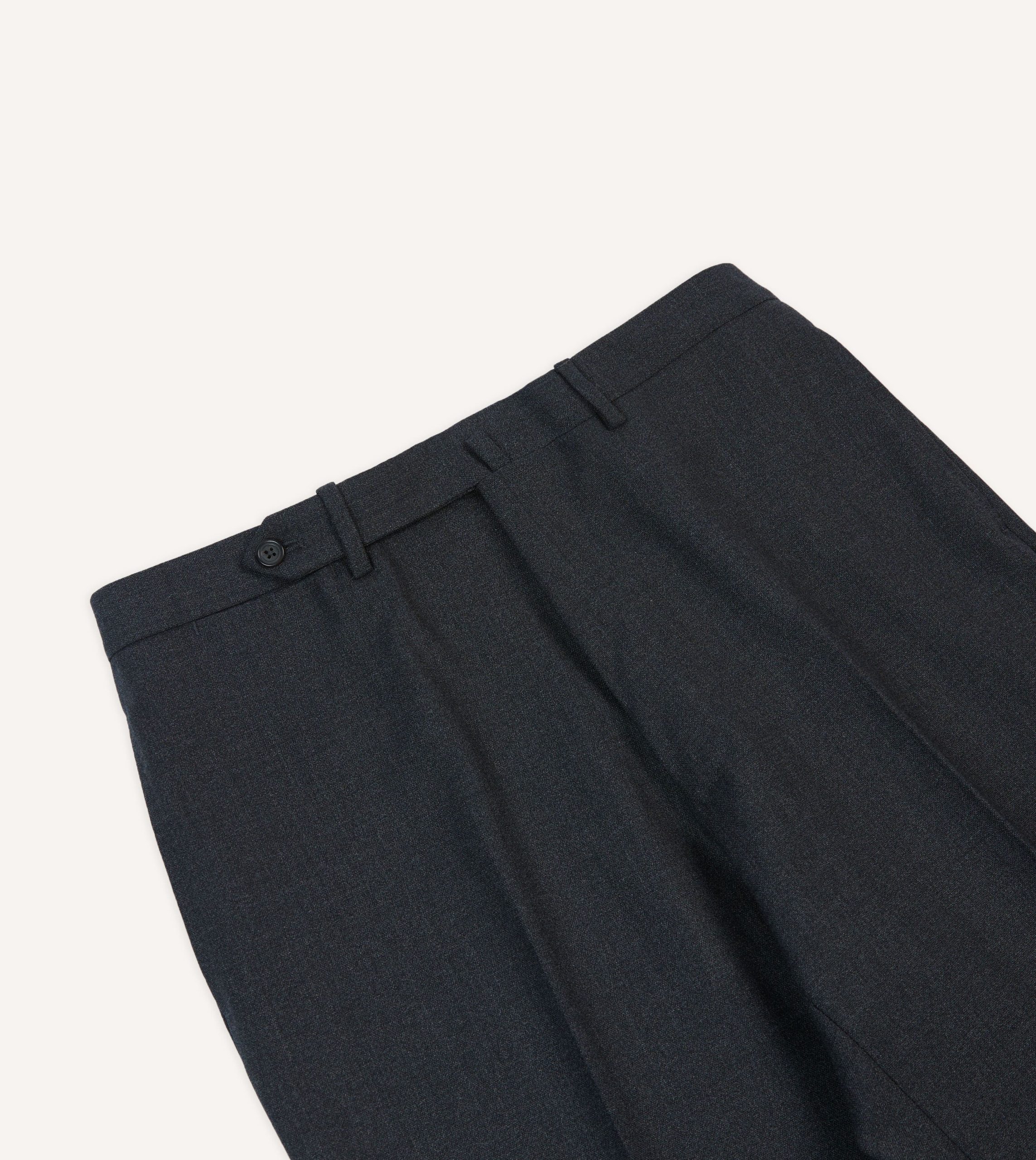 Charcoal Tropical Wool Flat Front Trouser - Image 4