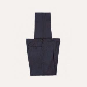 Grey Worsted Wool Single Pleat Trouser