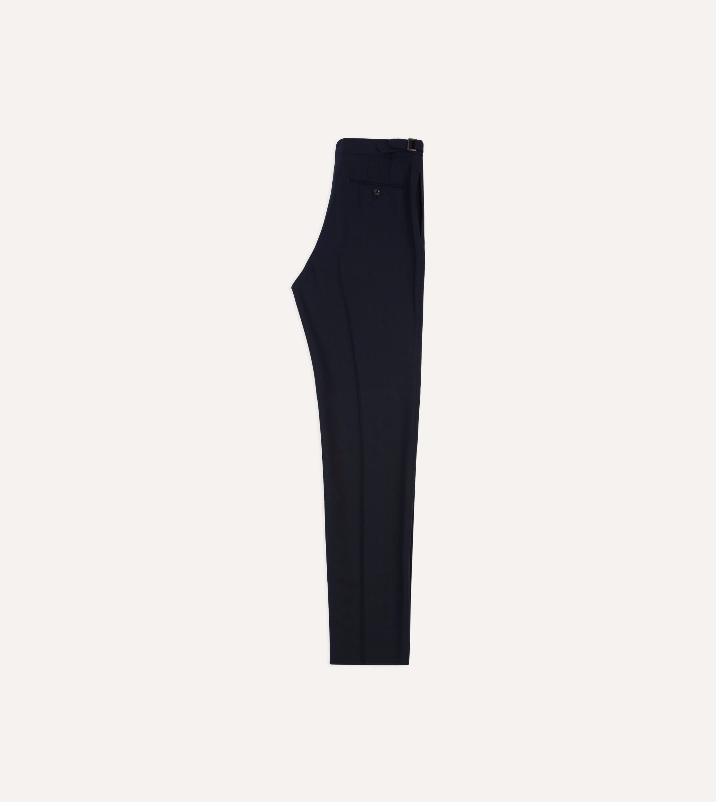 Navy Tropical Wool Single Pleat Trouser - Image 6