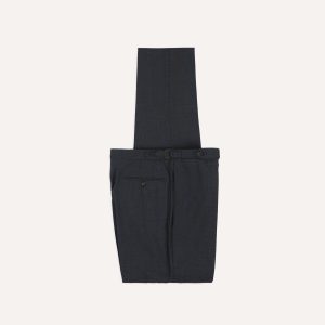Charcoal Tropical Wool Single Pleat Trouser