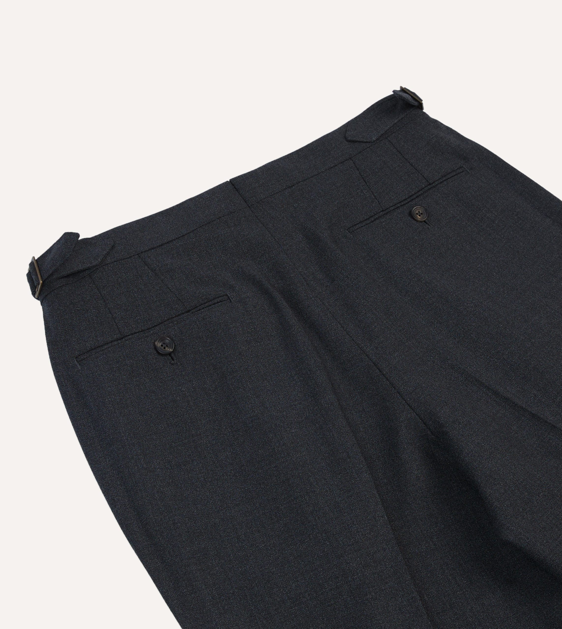 Charcoal Tropical Wool Single Pleat Trouser - Image 5