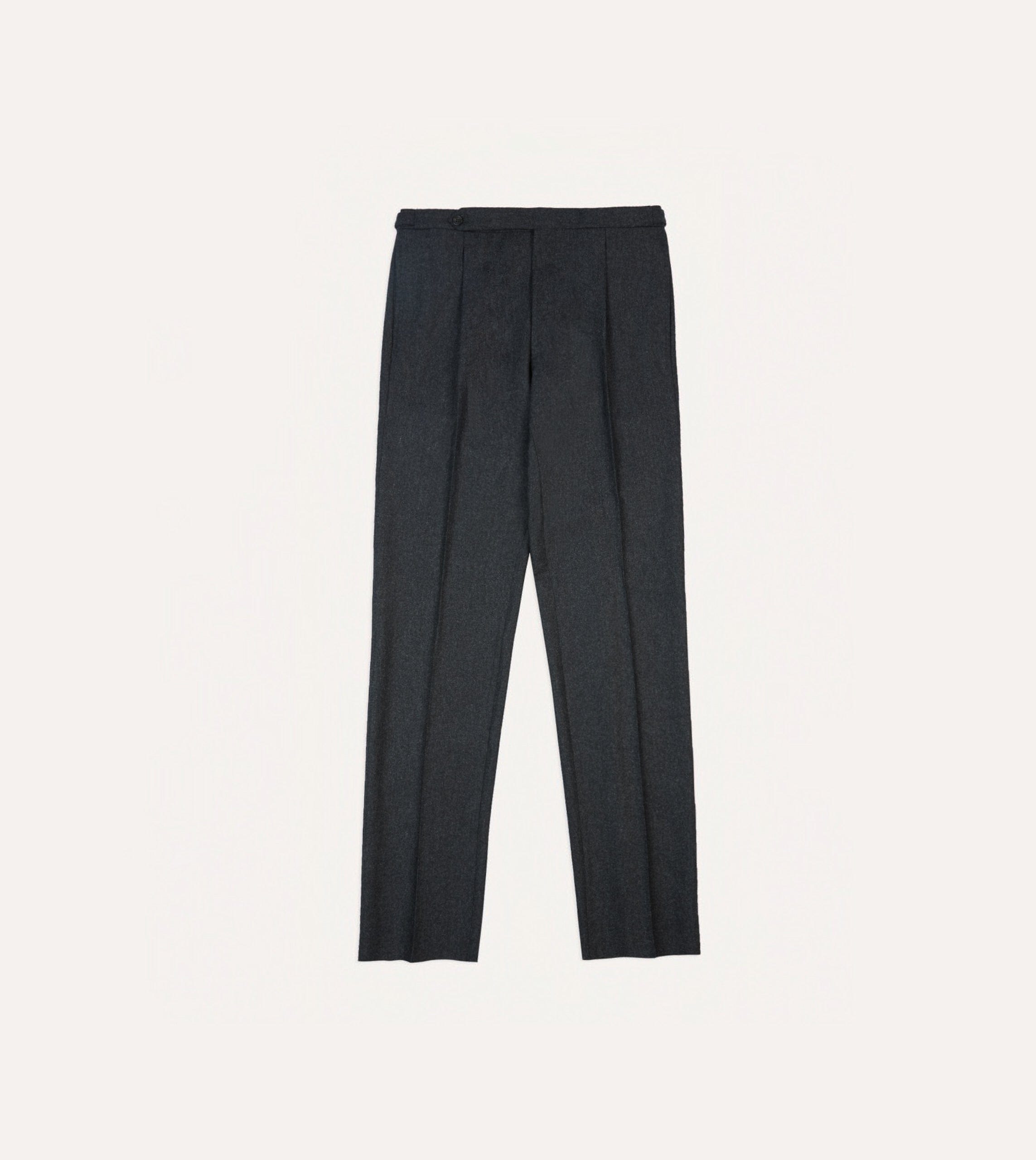 Grey Wool Flannel Single Pleat Trouser - Image 3