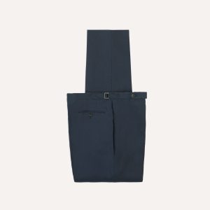 Navy Irish Linen Single Pleat Trouser