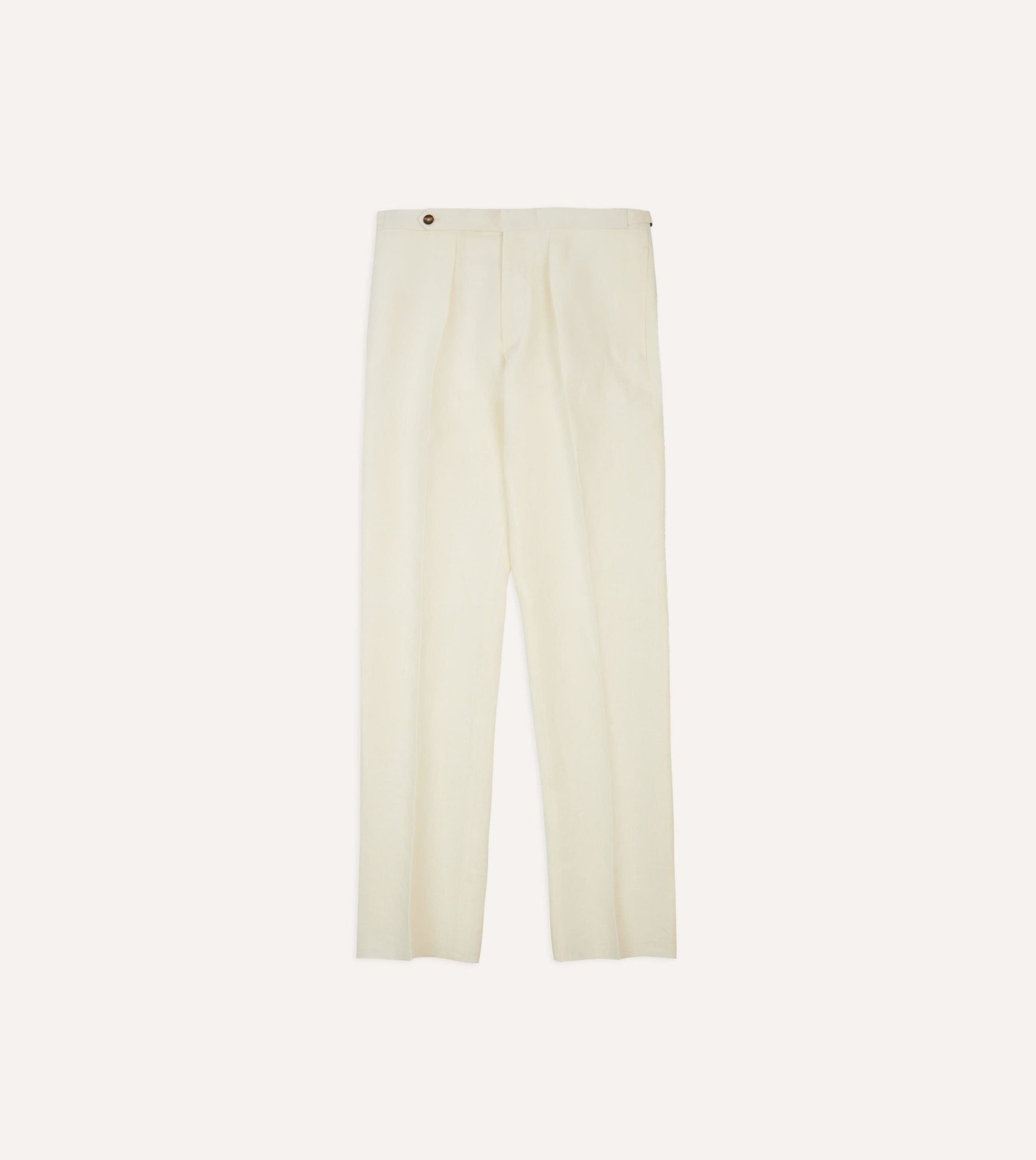 Ecru Irish Linen Single Pleat Trouser - Image 3