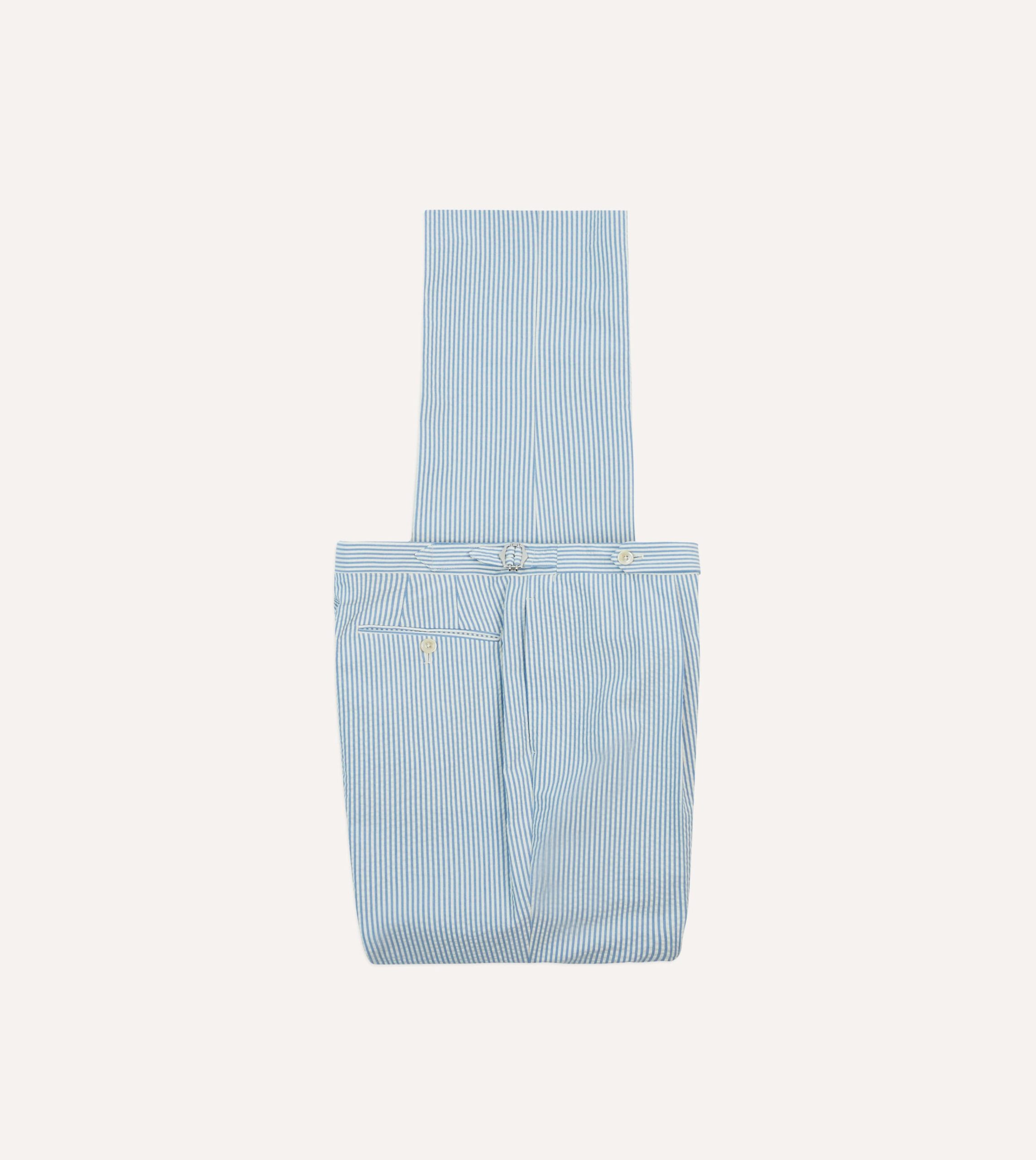 Seersucker Cotton Single Pleat Trouser