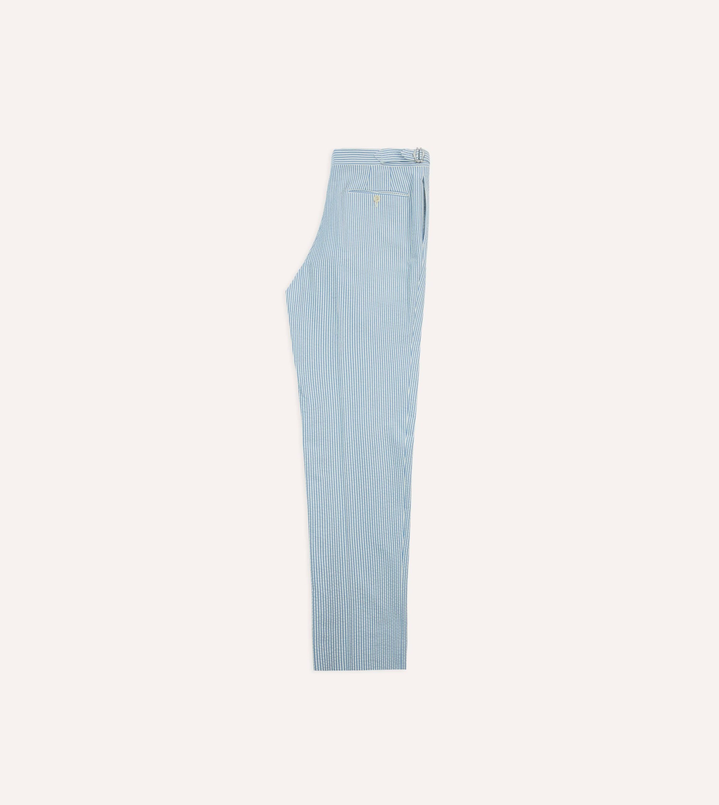 Seersucker Cotton Single Pleat Trouser - Image 6