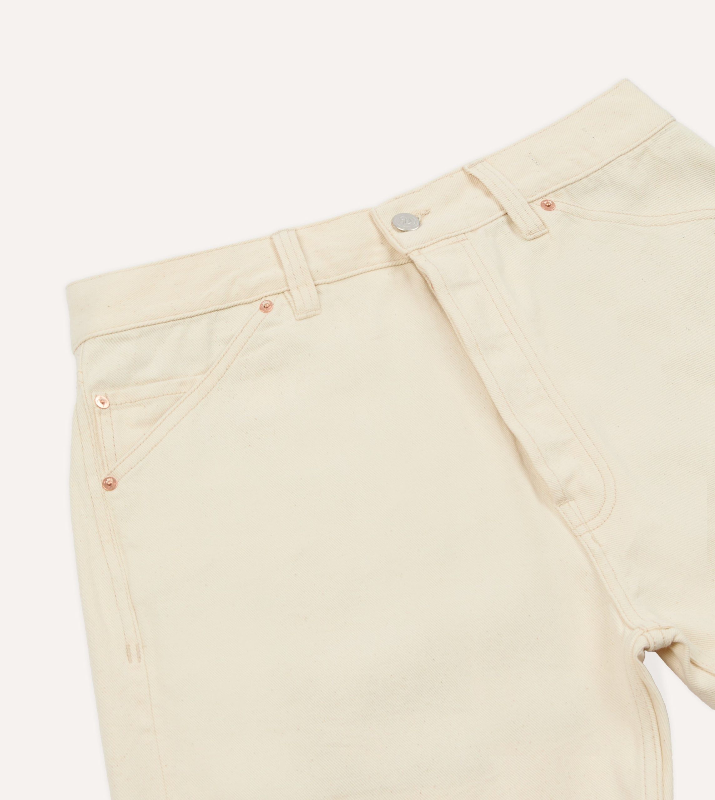 Ecru 12.7oz Selvedge Denim Five-Pocket Shorts - Image 3