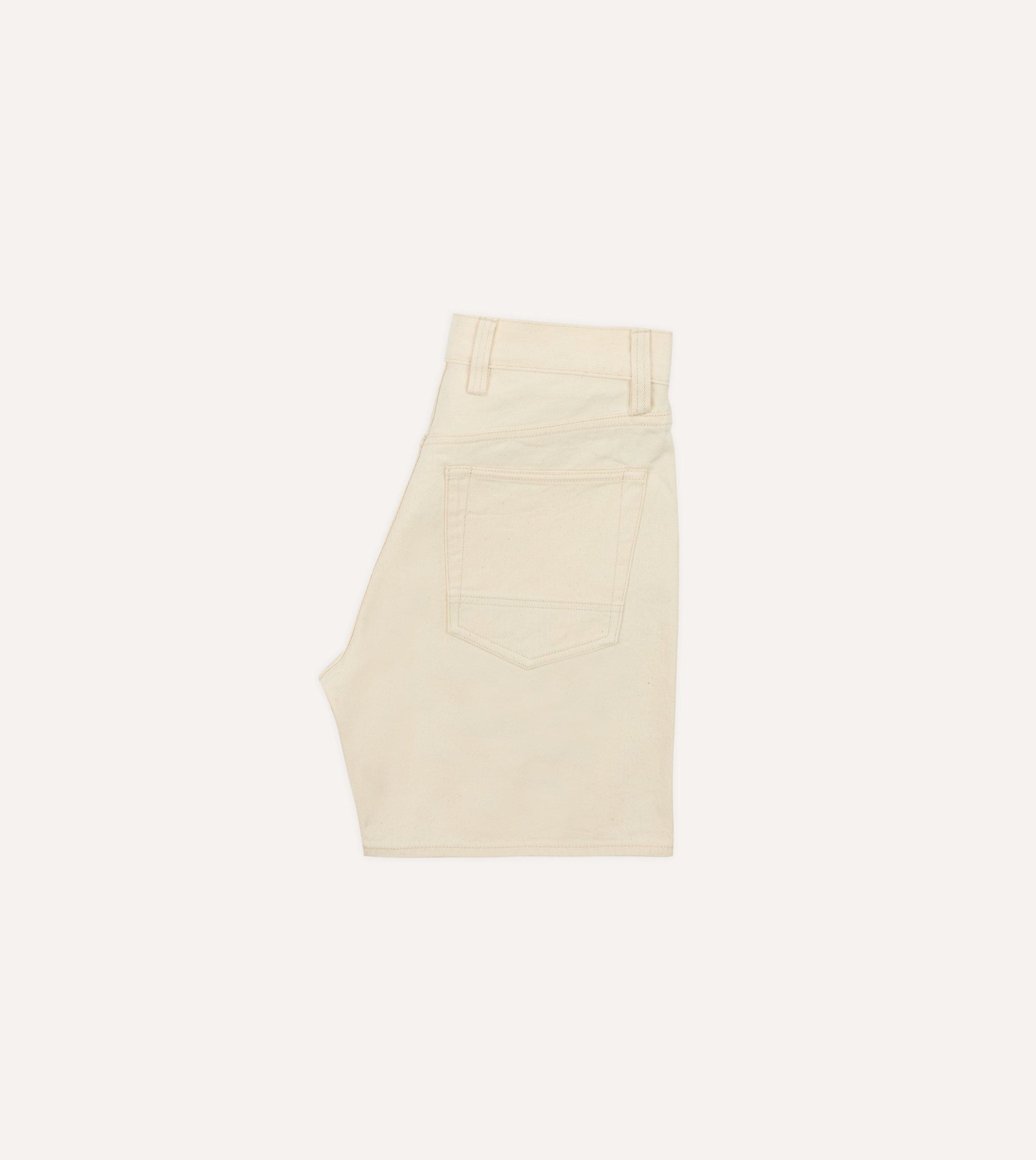 Ecru 12.7oz Selvedge Denim Five-Pocket Shorts - Image 5