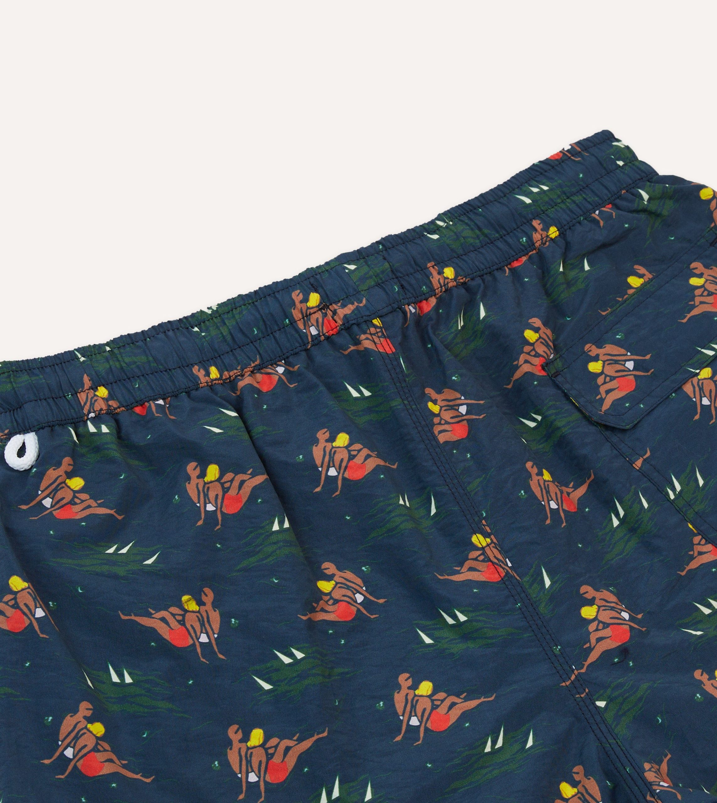 Bathers Print Nylon Drawstring Swim Shorts - Image 5