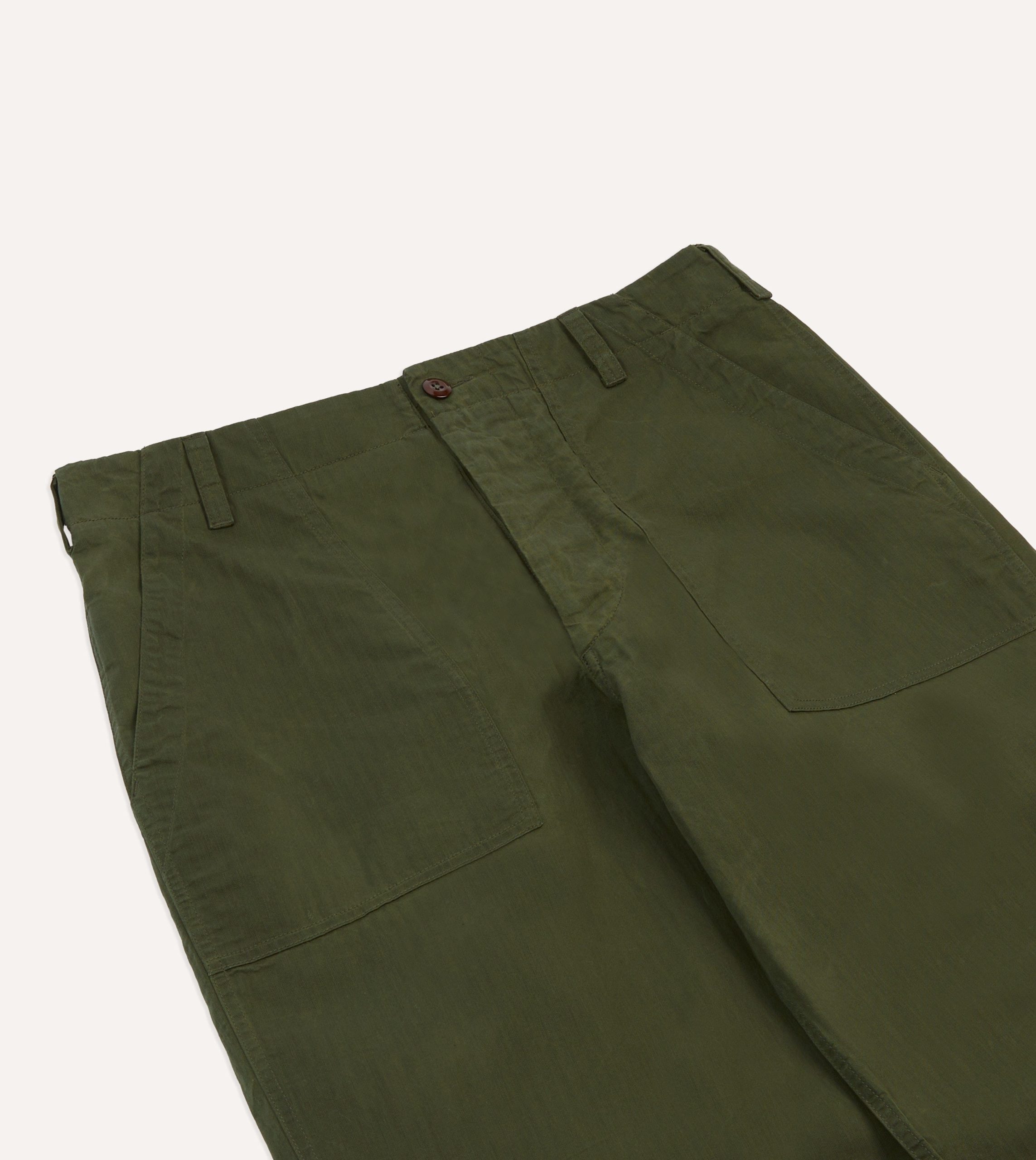 Drake's and New Balance Waxed Herringbone Cotton Games Trousers - Image 4