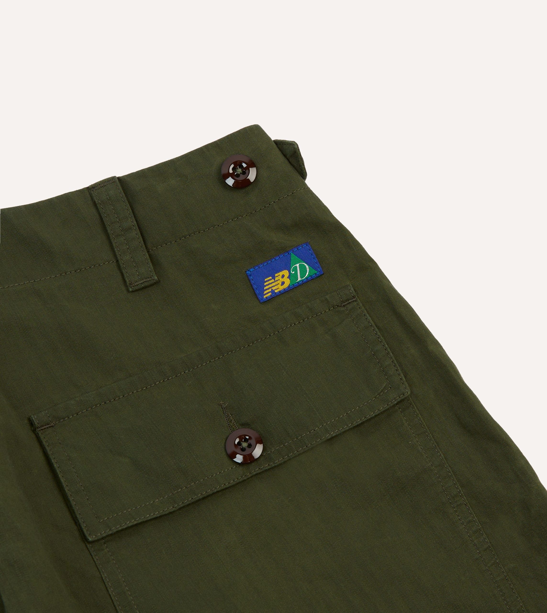 Drake's and New Balance Waxed Herringbone Cotton Games Trousers - Image 6