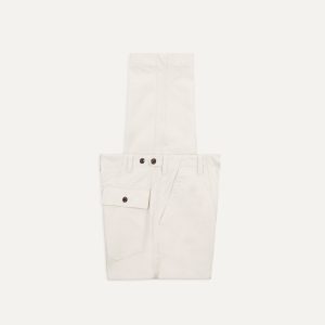 Ecru Cotton Canvas Panel Trousers