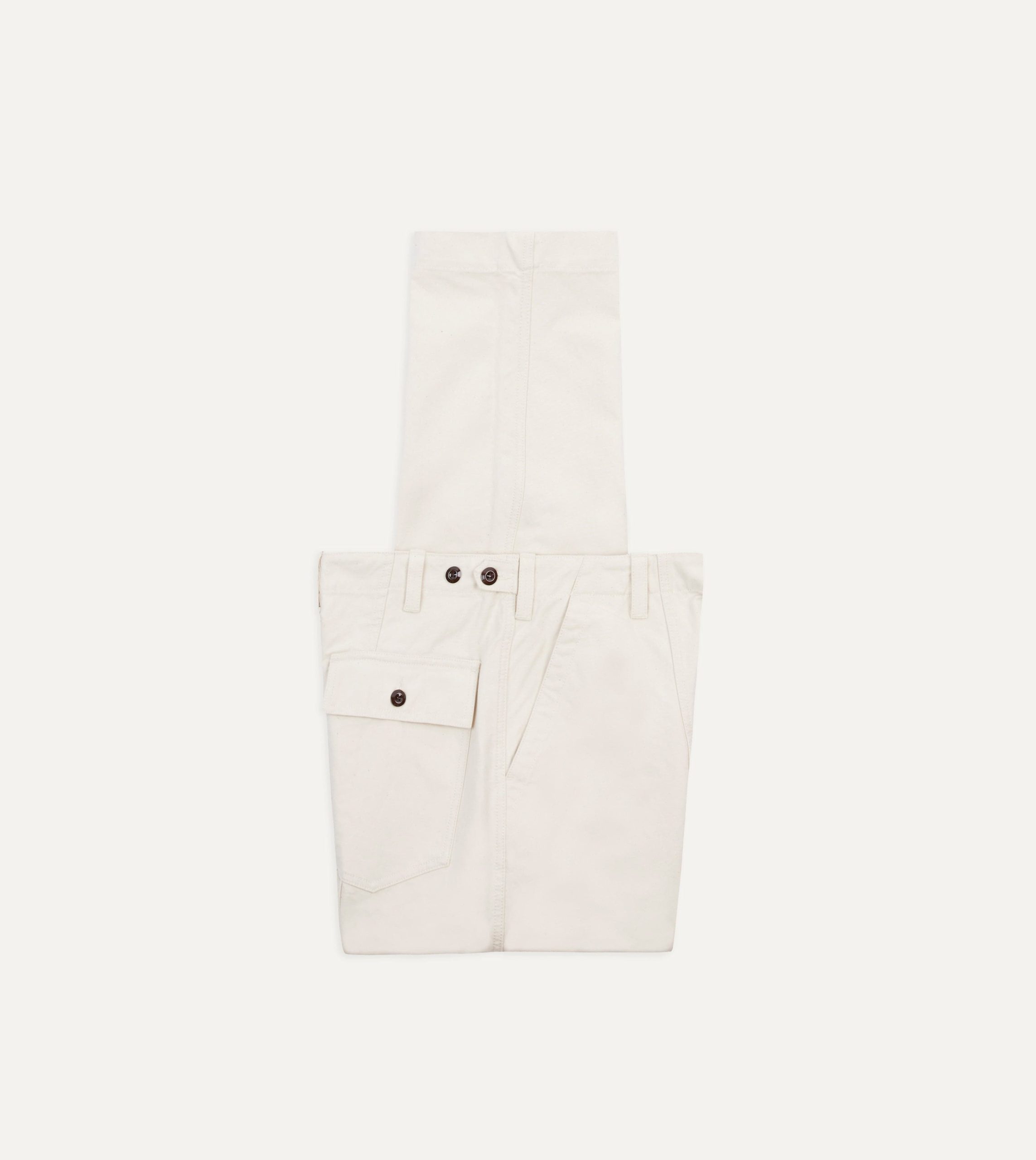 Ecru Cotton Canvas Panel Trousers