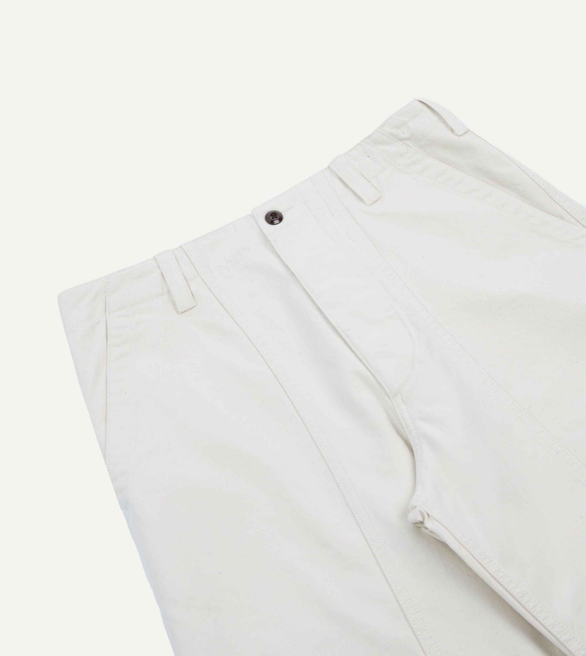 Ecru Cotton Canvas Panel Trousers - Image 4