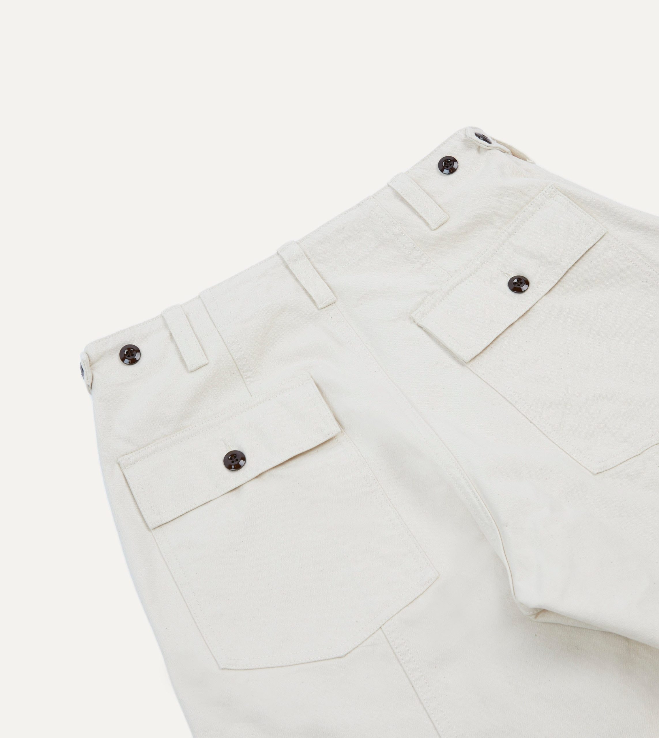 Ecru Cotton Canvas Panel Trousers - Image 5